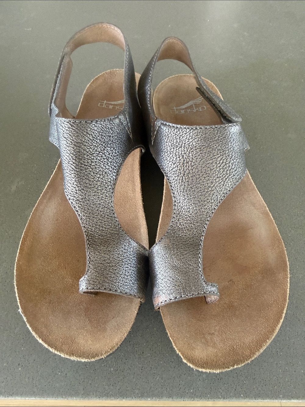 Dansko Reece  Metallic Pewter Slingback Sandals size 39